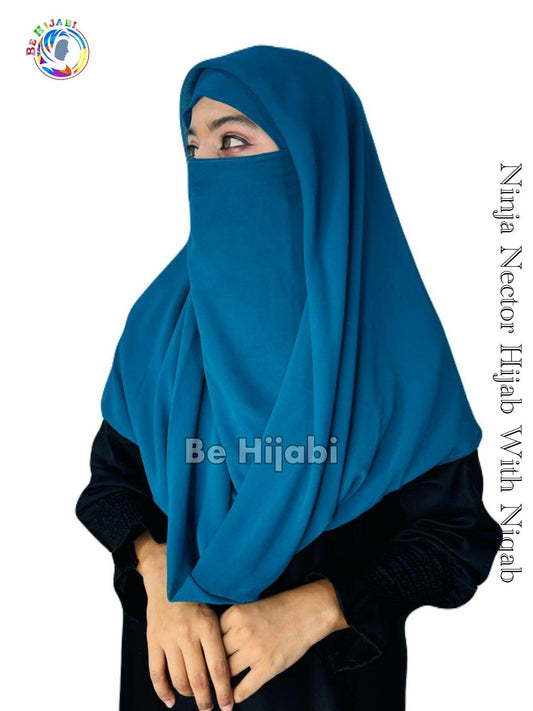 Ninja Nector Hijab With Niqab Color Teal Blue