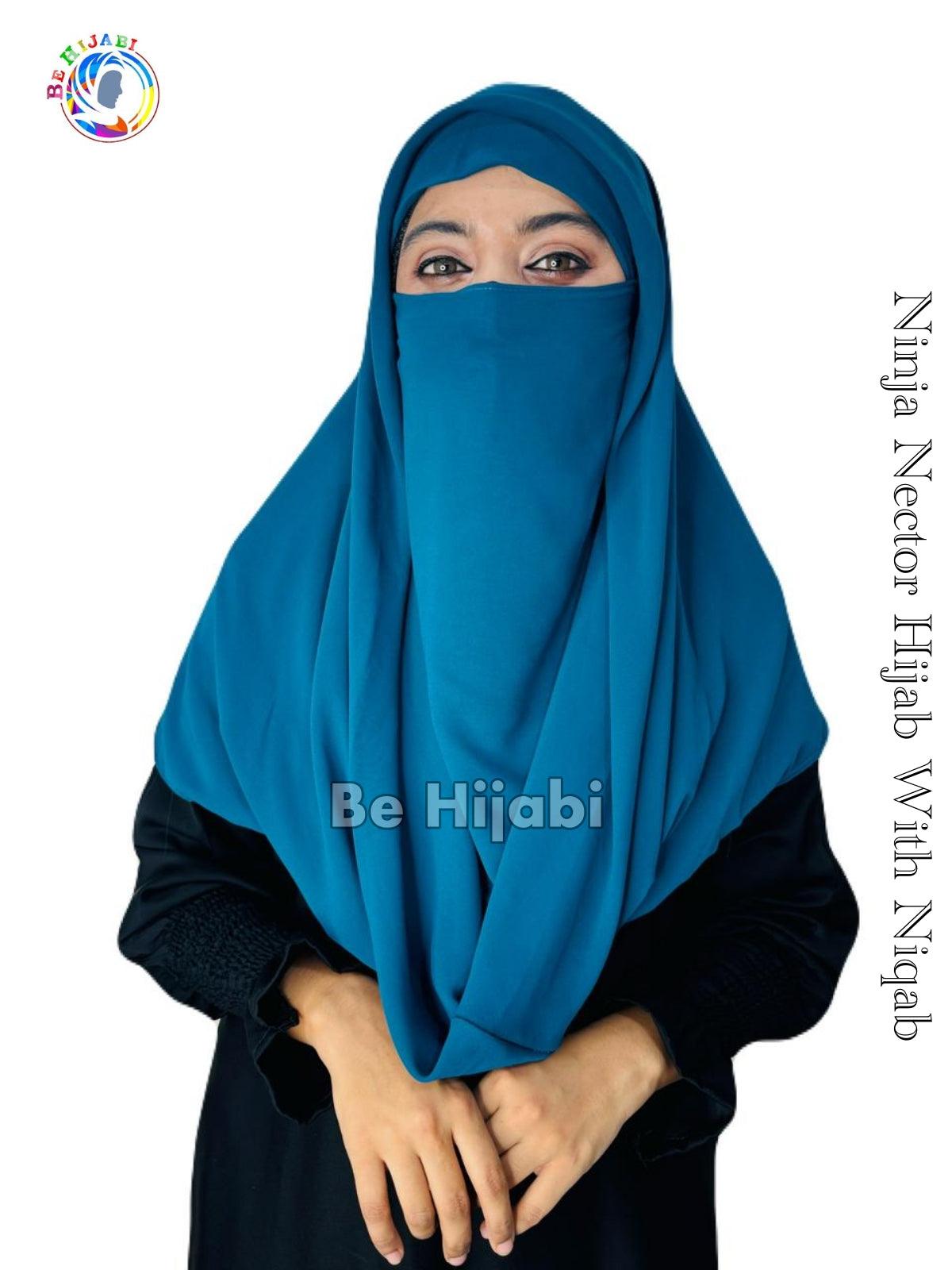 Ninja Nector Hijab With Niqab Color Teal Blue