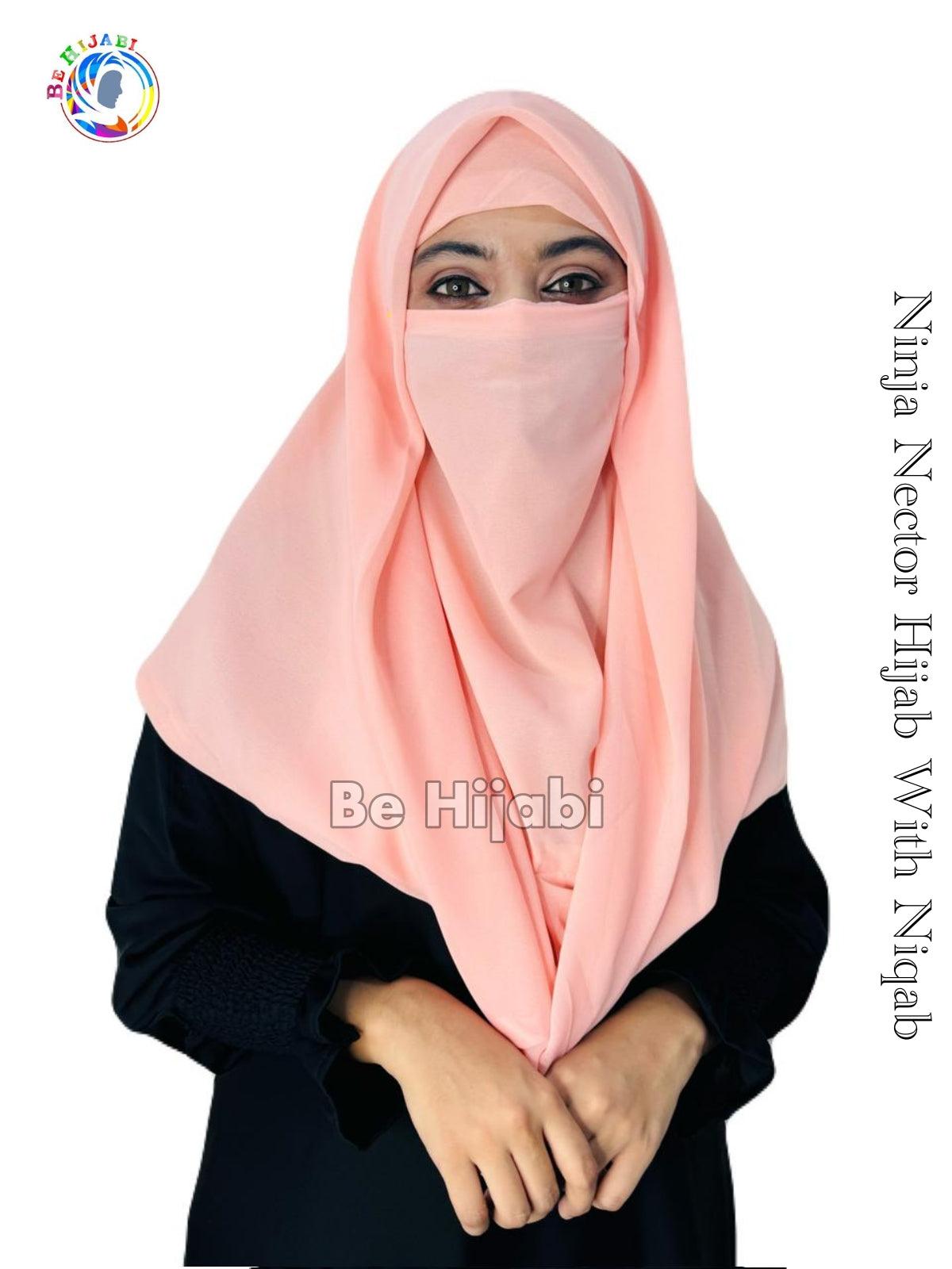 Ninja Nector Hijab With Niqab Color Peach