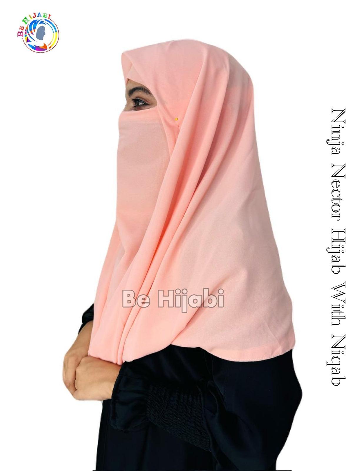 Ninja Nector Hijab With Niqab Color Peach