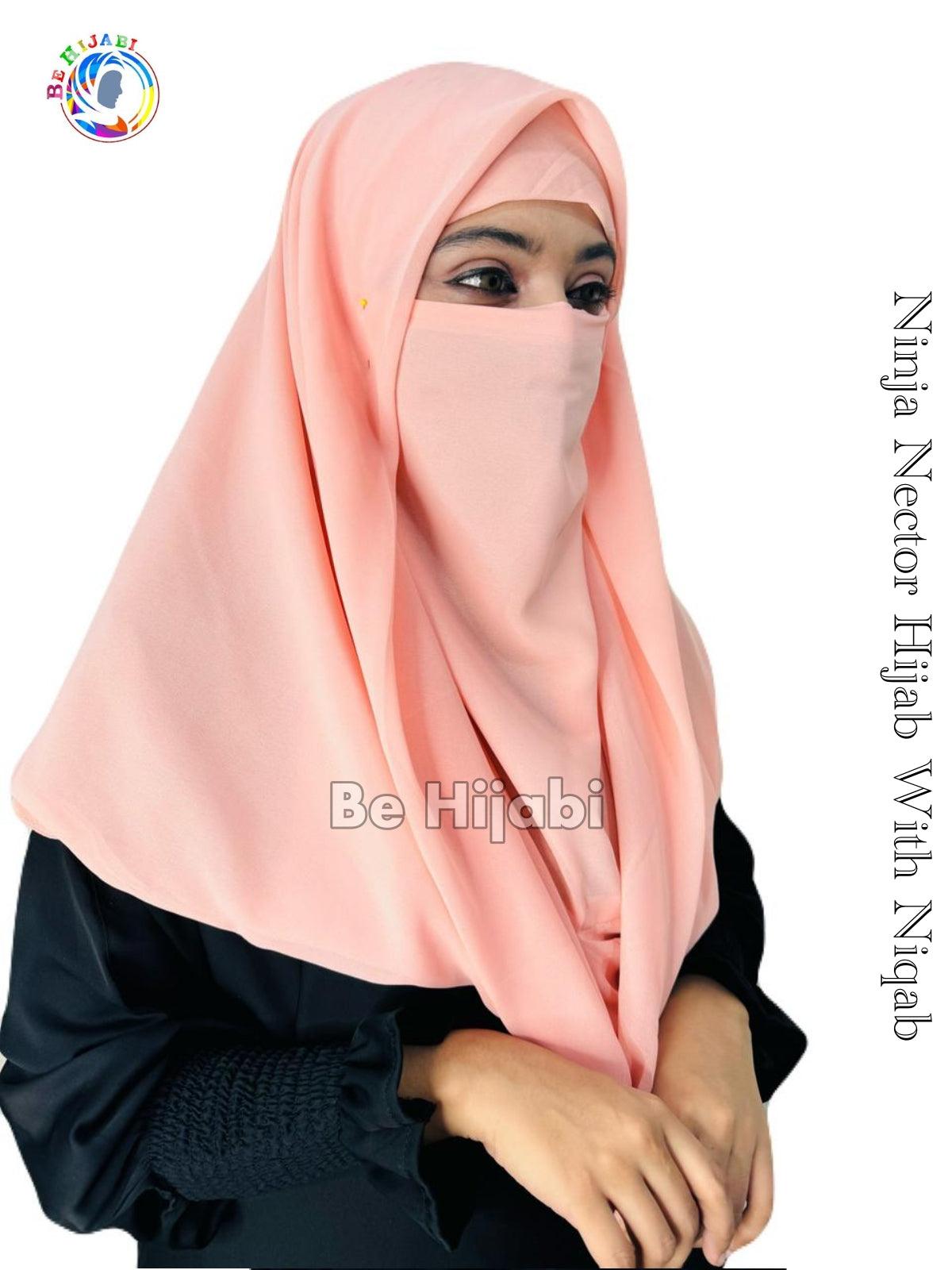 Ninja Nector Hijab With Niqab Color Peach