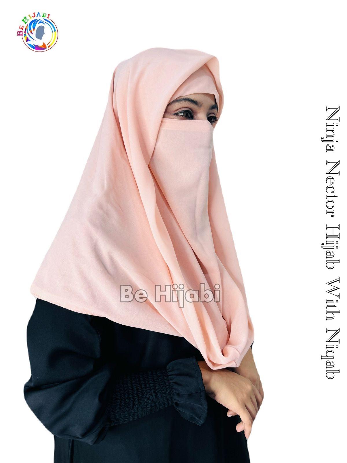 Ninja Nector Hijab With Niqab Color Light Pink