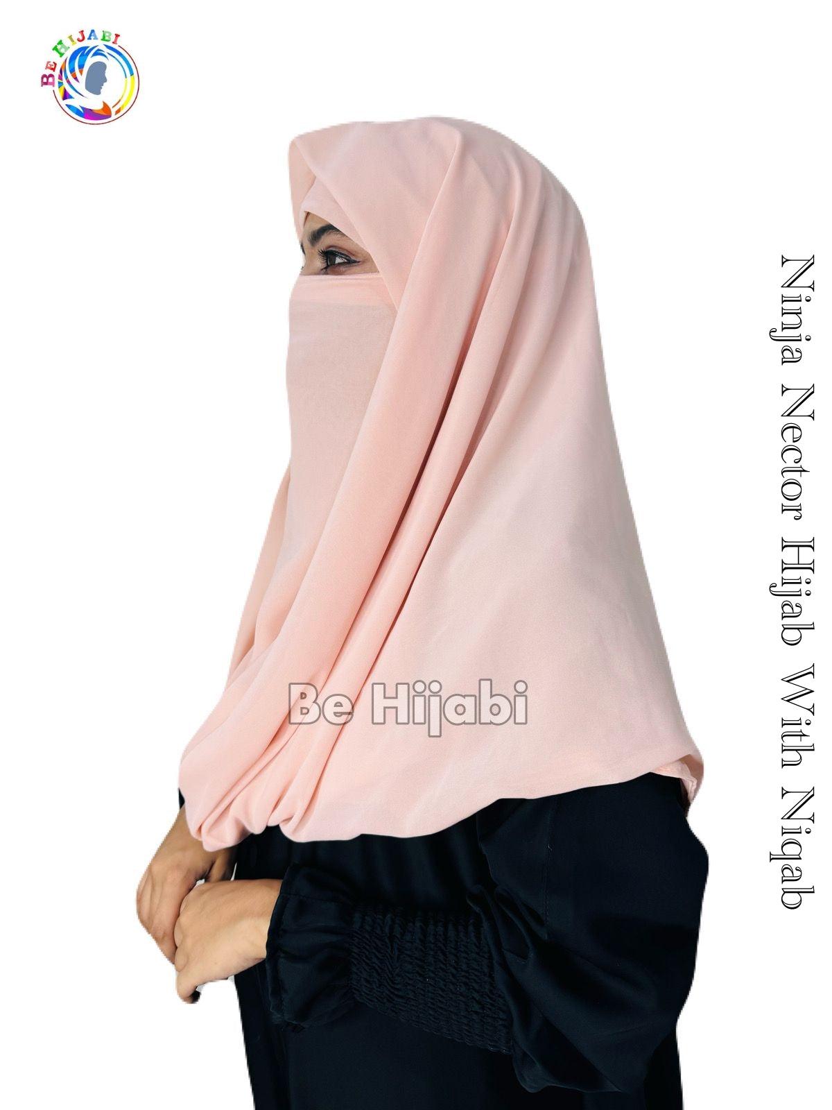 Ninja Nector Hijab With Niqab Color Light Pink