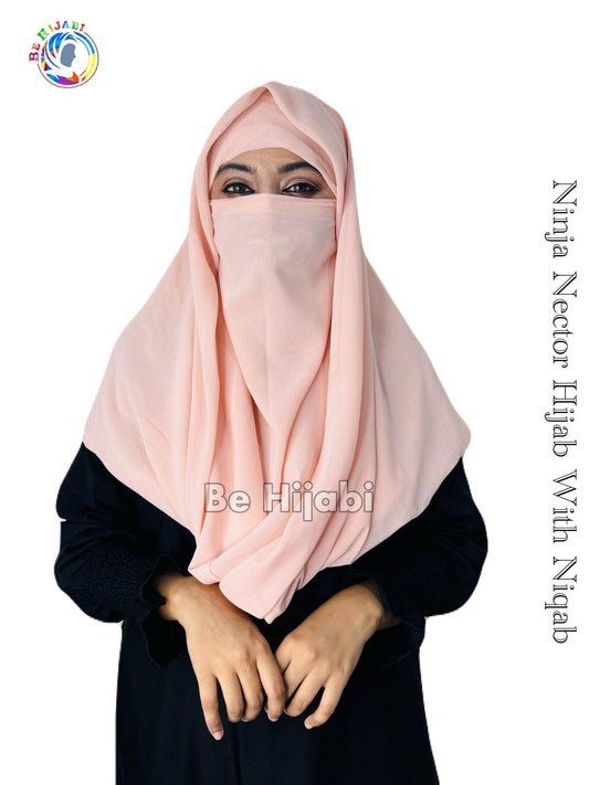 Ninja Nector Hijab With Niqab Color Light Pink