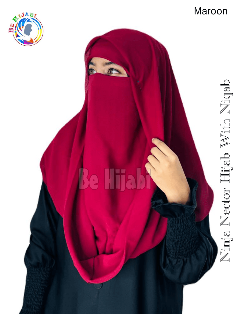 Ninja Nector Hijab With Niqab Color Maroon