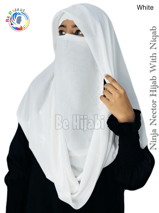 Ninja Nector Hijab With Niqab Color White