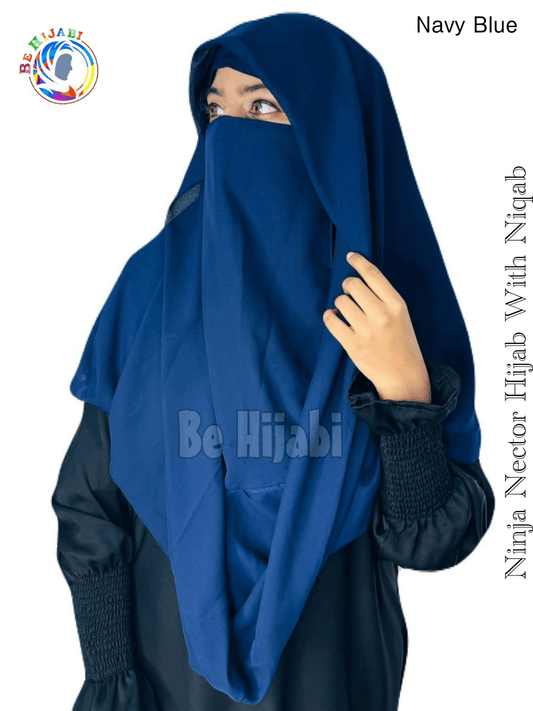 Ninja Nector Hijab With Niqab Color Navy Blue