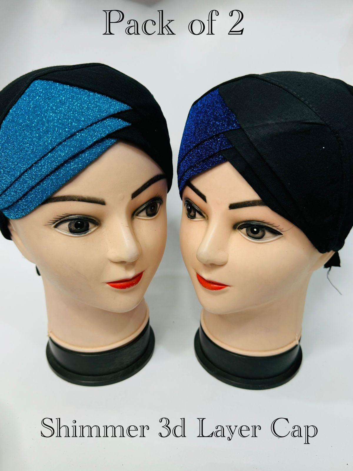 Pack of 2 Shimmer 3d Layer Cap Color Blue and Froze