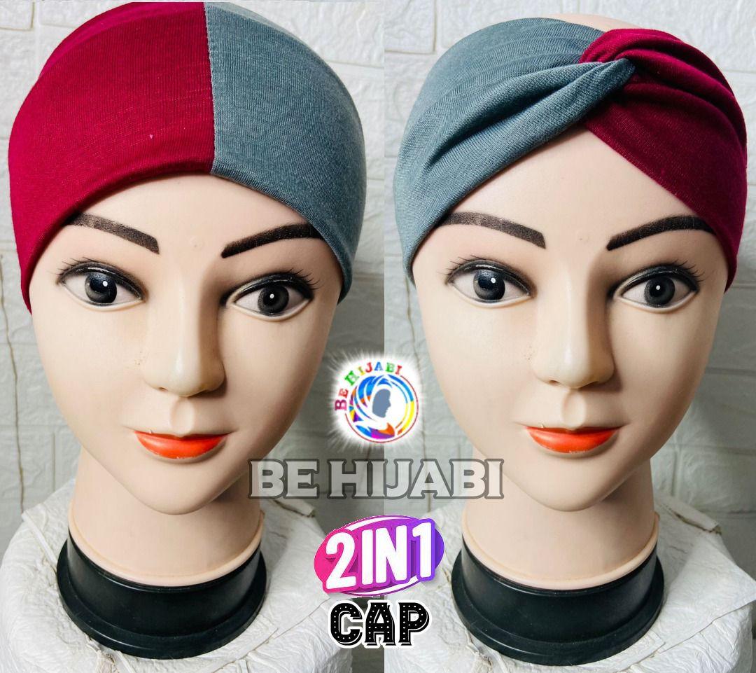 2 in 1 Stylish hijab Cap Wear Three Different Way Colors Available