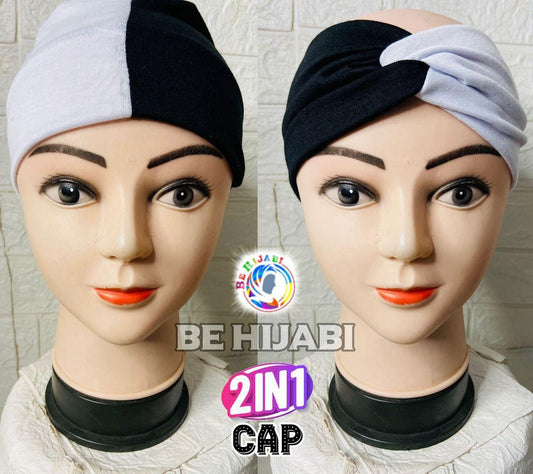 2 in 1 Stylish hijab Cap Wear Three Different Way Colors Available