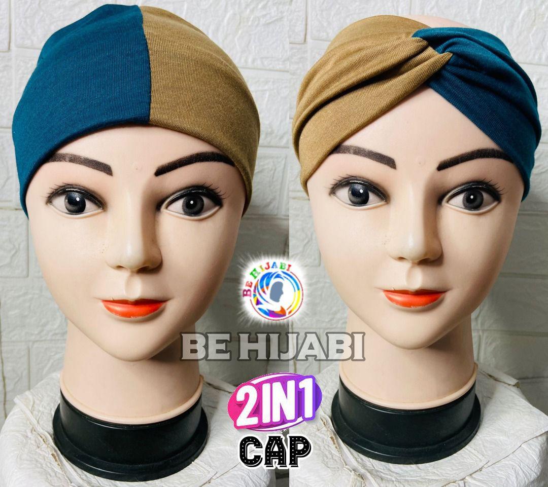 2 in 1 Stylish hijab Cap Wear Three Different Way Colors Available