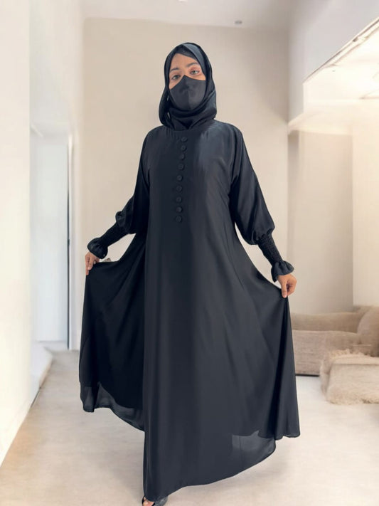 Chun Sleeves Maxi Abaya Black