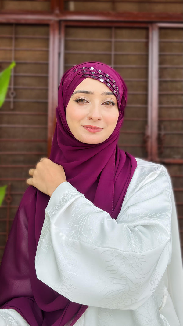 Mirror Turkish Ready To Wear Hijab Color Dark Purple