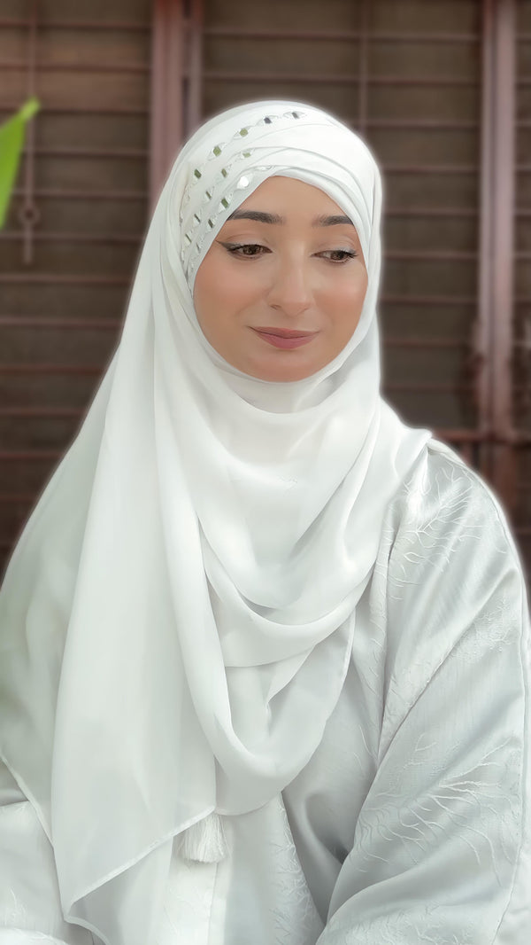 Mirror Turkish Ready To Wear Hijab Color White