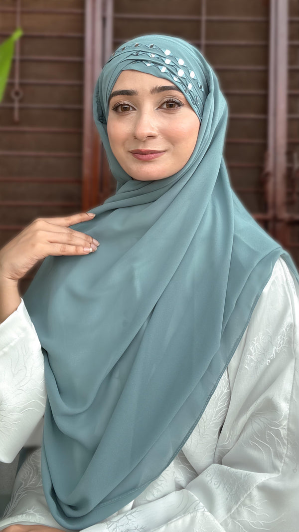 Mirror Turkish Ready To Wear Hijab Color Mint Green