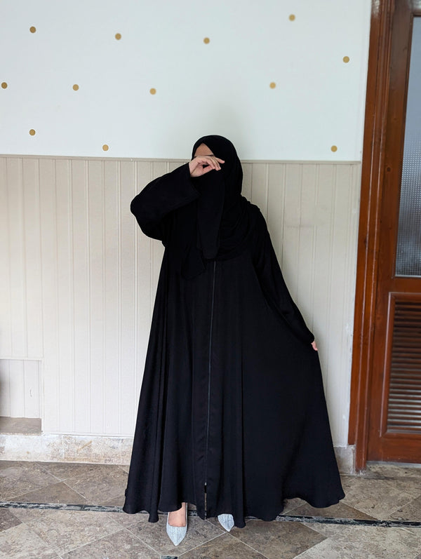 Zipper Abaya Black