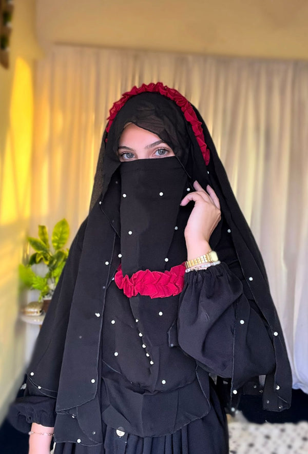 Fairy Crown Hijab Maroon Black