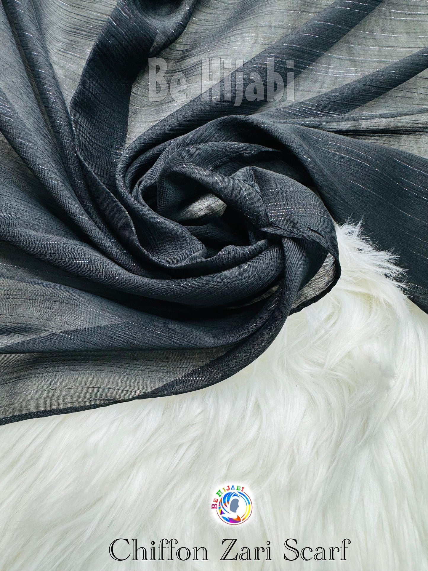 Chiffon Zari Scarf - Black