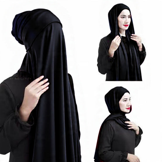 Hijab with Undercap Attached Chiffon Hijab Scarf Instant Hijab Color Black