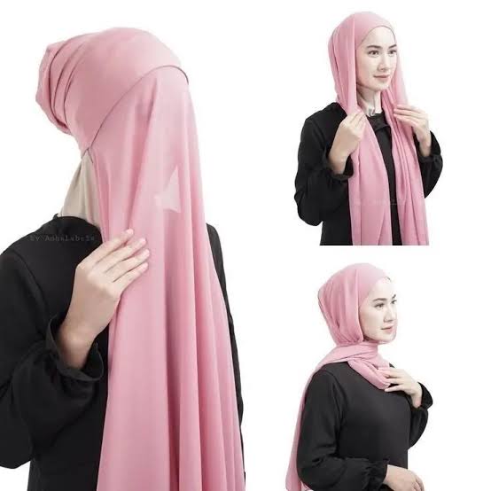 Hijab with Undercap Attached Chiffon Hijab Scarf Instant Hijab Color Tea Pink