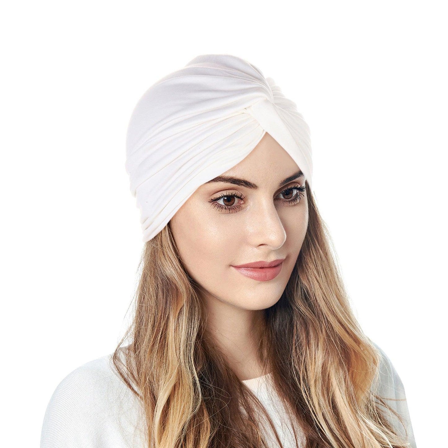 Women Turban Caps Headscarf Pleated Wrap Chemo Cap