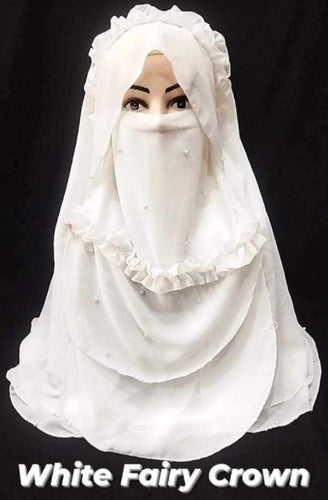 White Fairy Crown Beautiful Hijab With Naqab