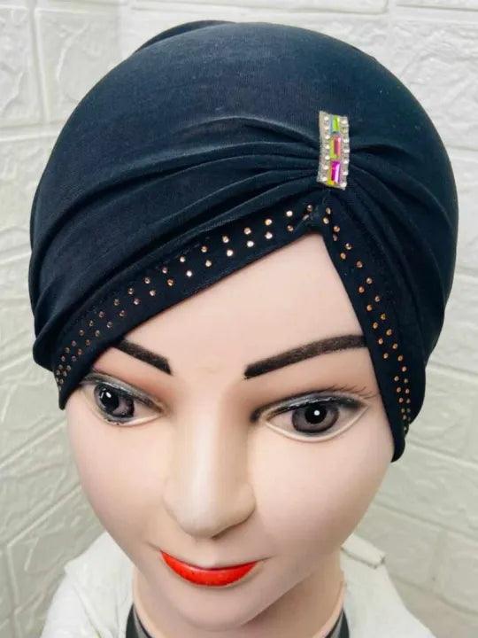 Side Party Hijab Cap Black