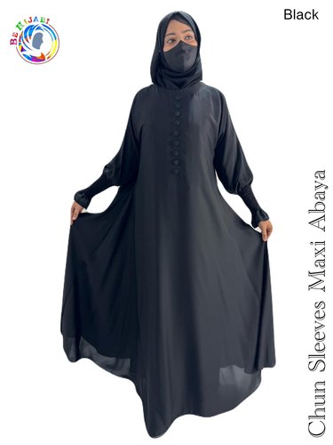 Chun Sleeves Maxi Abaya Black