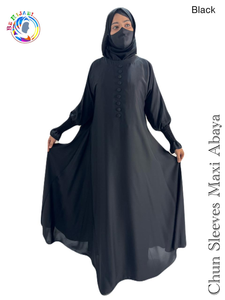 Chun Sleeves Maxi Abaya Black