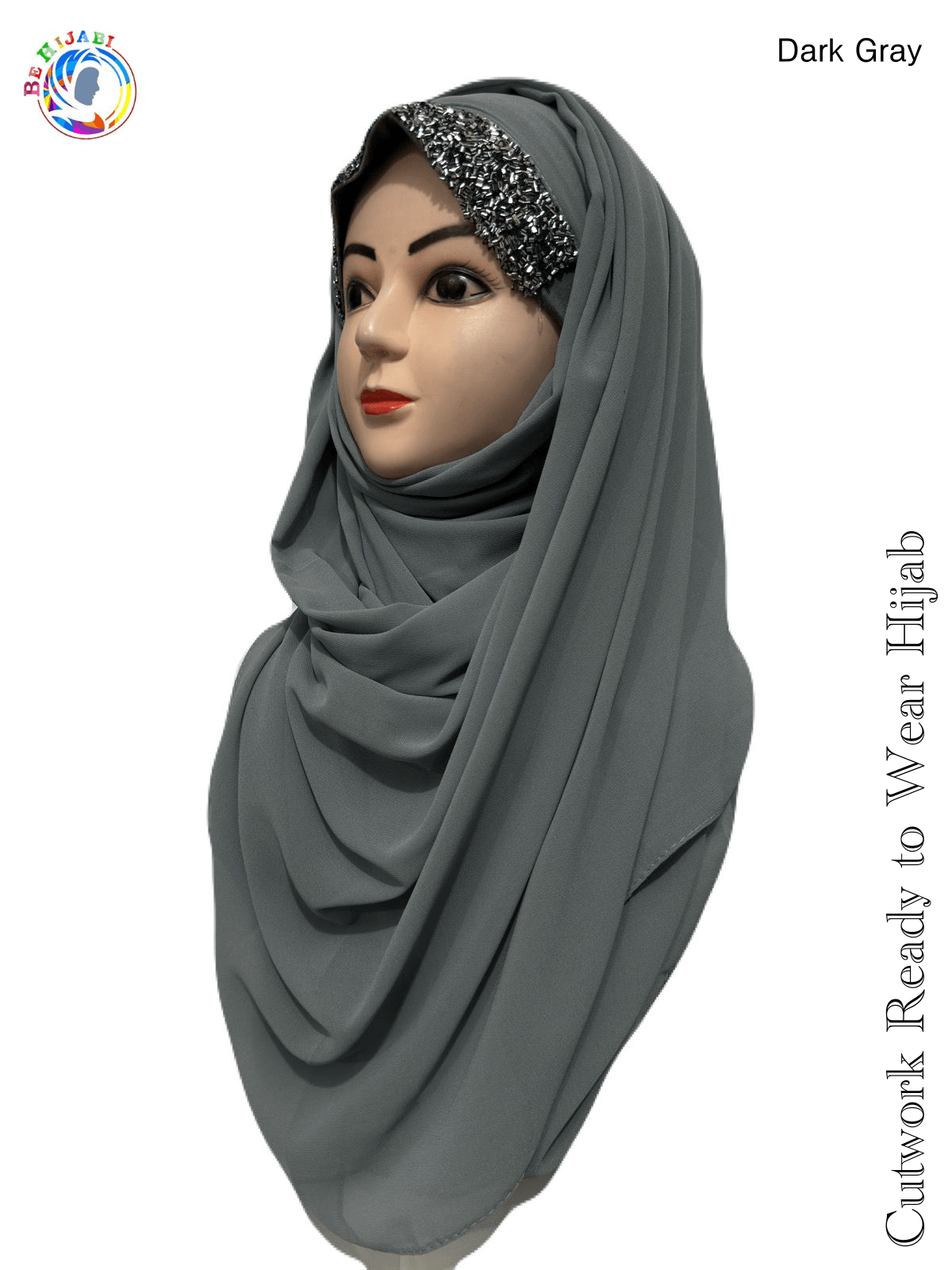 Bridal Attach Cap Hijab Color Grey