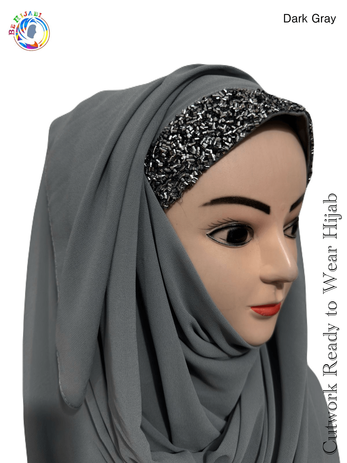 Bridal Attach Cap Hijab Color Grey