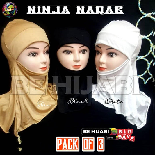 Pack Of 3 Ninja Niqab Hijab Cap