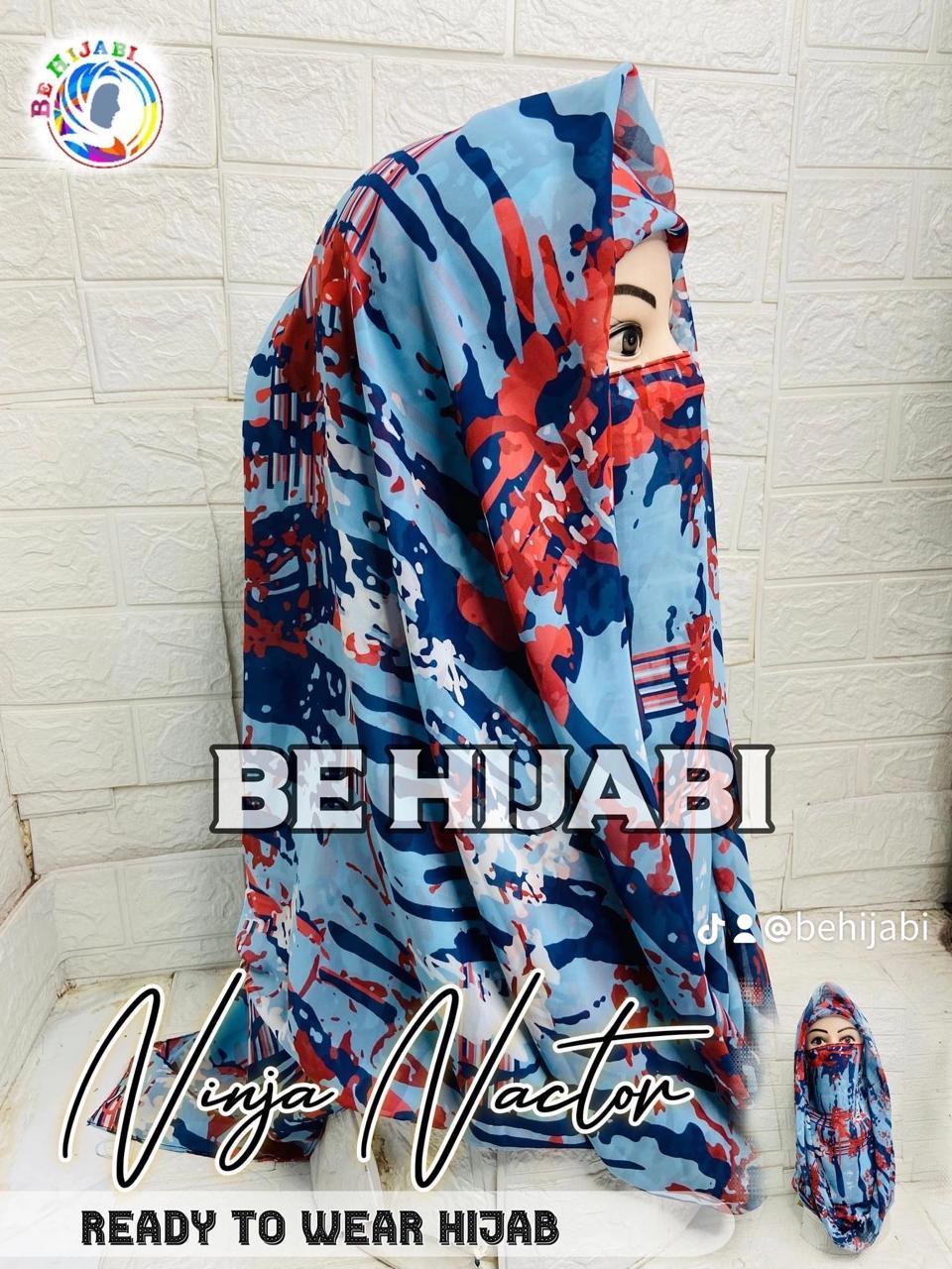 Printed Ninja Nector Hijab With Niqab Design 15