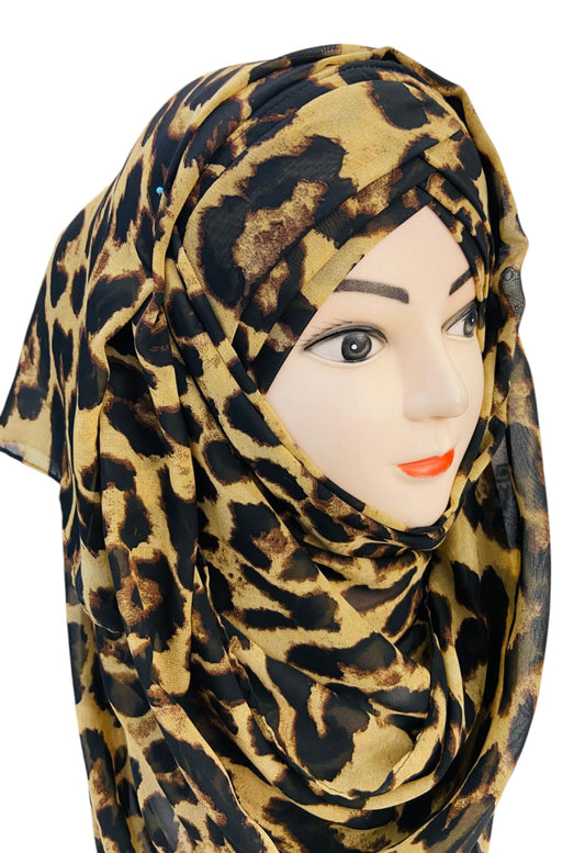 Printed Chiffon Turkish Ready to Wear Hijab Cheetha