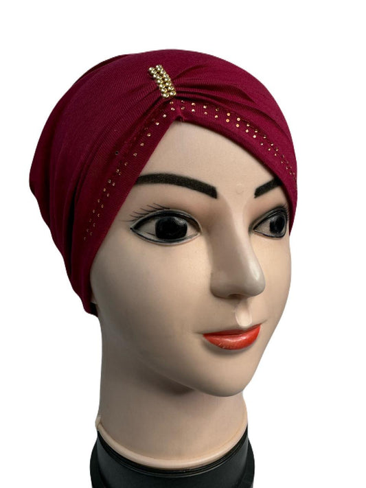 Side Parting Hijab Cap Maroon