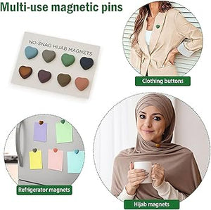 1 Pcs Decent Heart Shape Imported Quality Premium Strong Hijab Magnetic Pins No Snag Multi Use