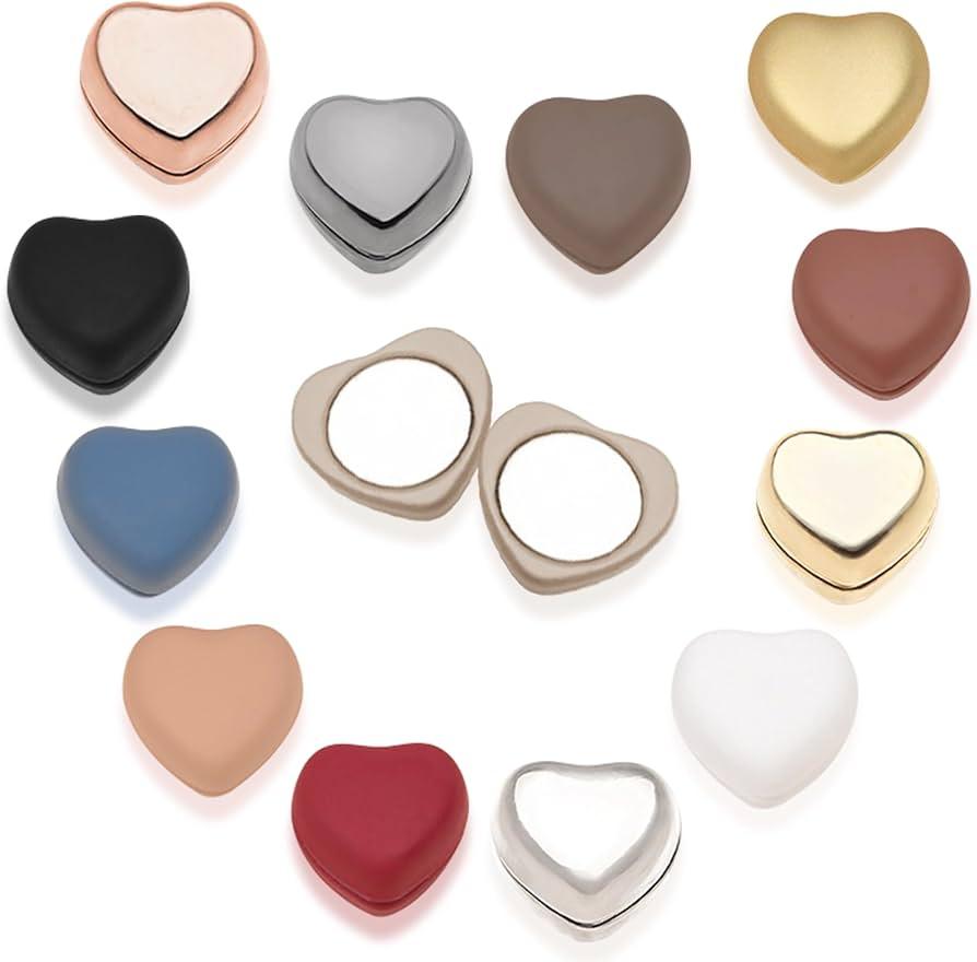 Pack of 4 Pcs Decent Heart Shape Imported Quality Premium Strong Hijab Magnetic Pins metallic