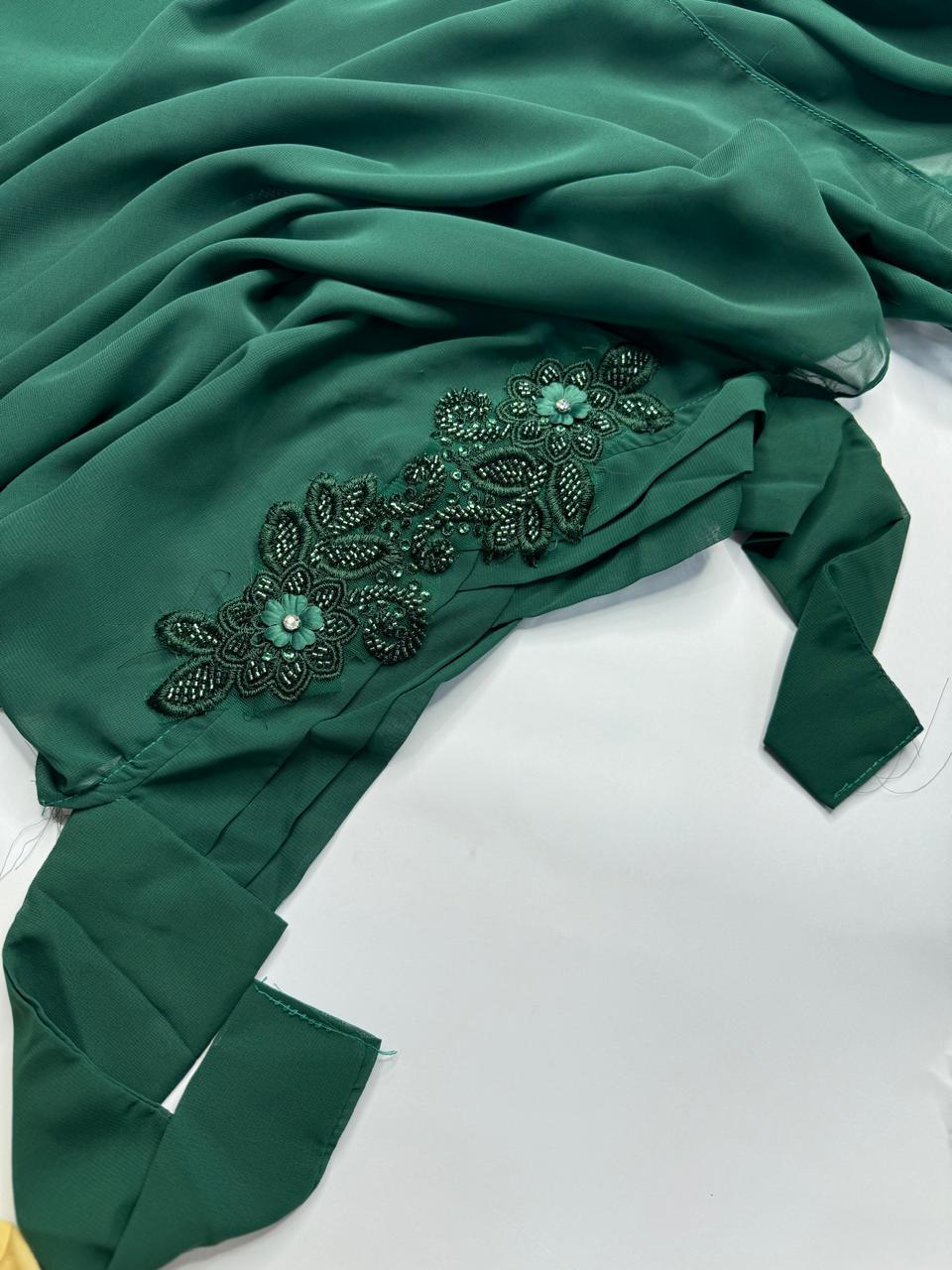 Cutwork Ready to Wear Hijab Color - Bottle Green