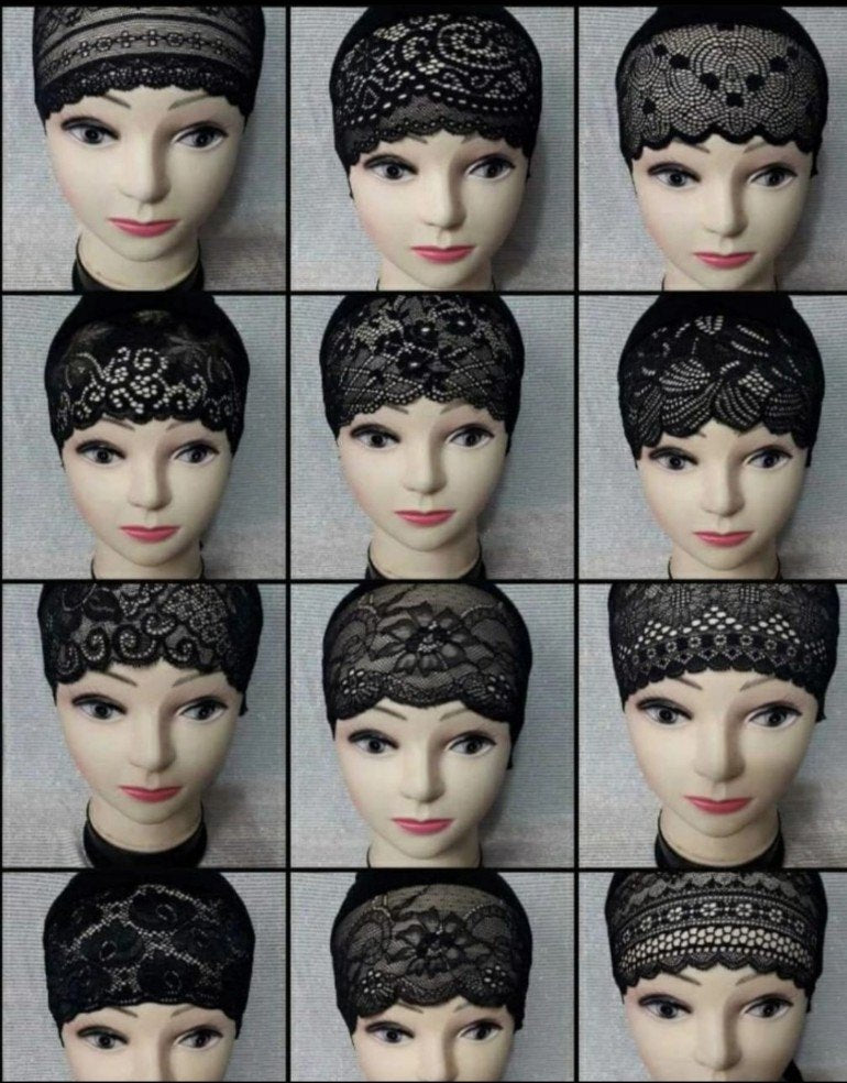 Pack of 12 LADIES LACE BANDS NET CAPS Color Black