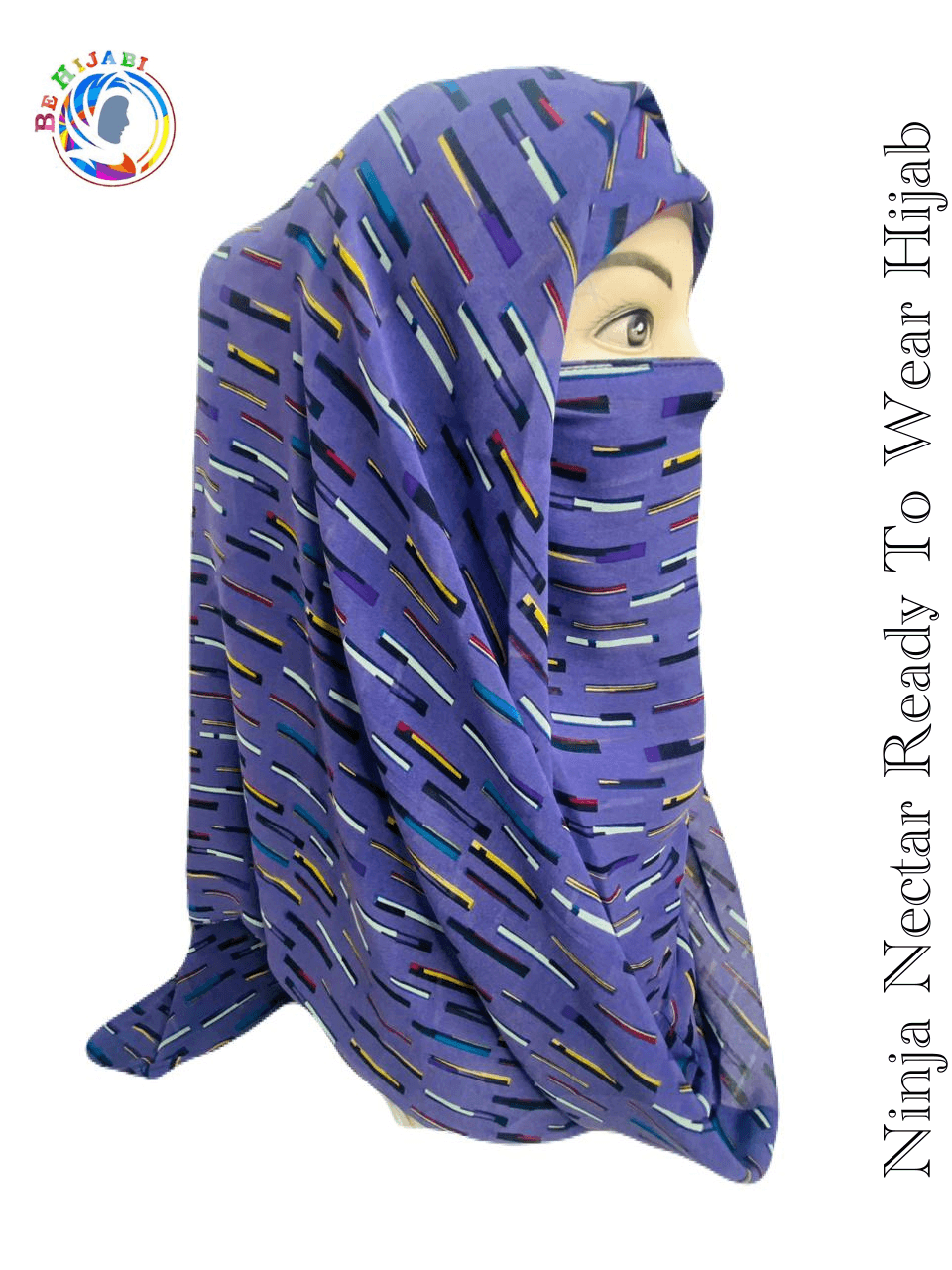 Printed Ninja Nector Hijab With Niqab Design 19