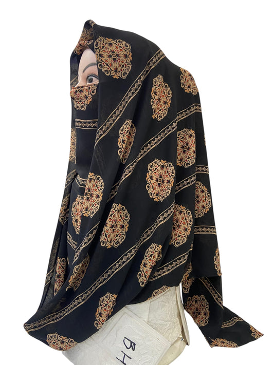 Printed Ninja Nector Hijab With Niqab Design C13