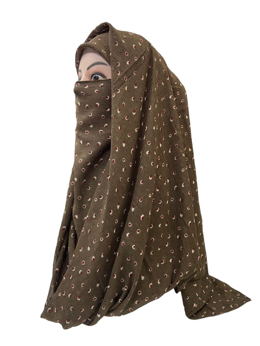 Printed Ninja Nector Hijab With Niqab Design C14