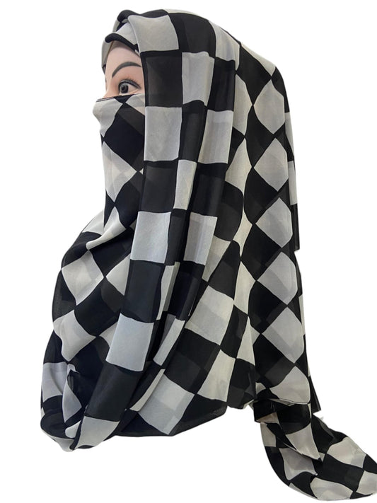 Printed Ninja Nector Hijab With Niqab Design C6