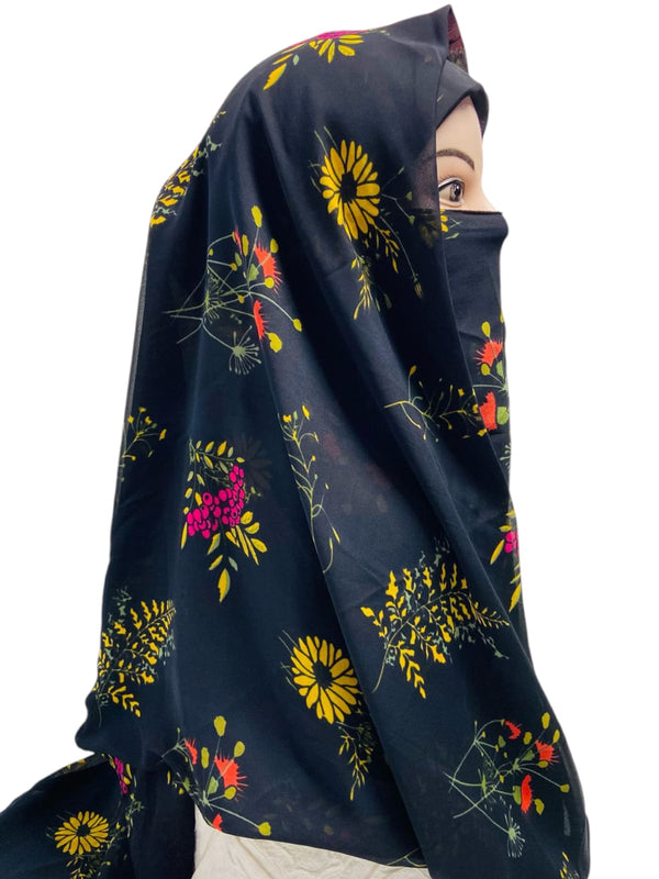 Printed Ninja Nector Hijab With Niqab Design E1