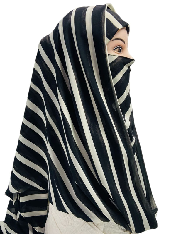 Printed Ninja Nector Hijab With Niqab Design E2