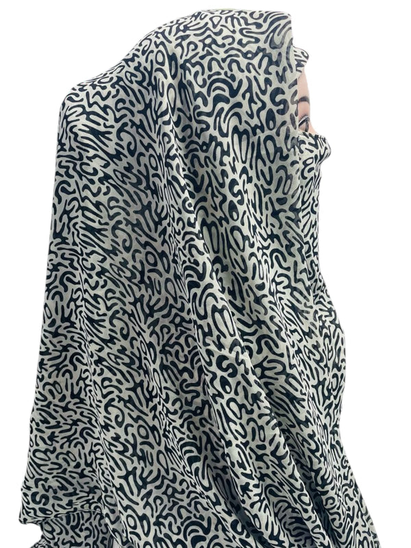 Printed Ninja Nector Hijab With Niqab Design E4