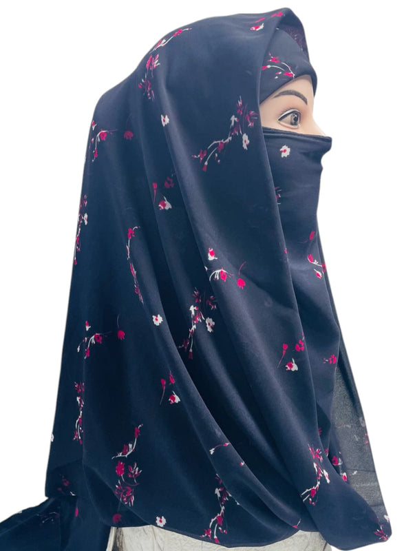 Printed Ninja Nector Hijab With Niqab Design E7