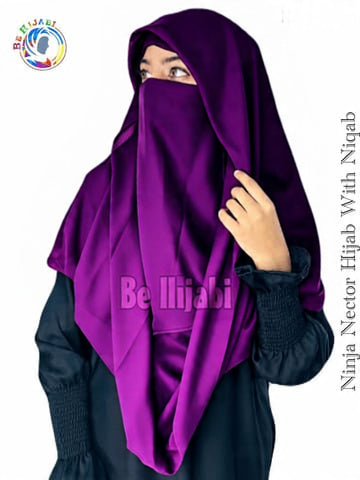 Ninja Nector Hijab With Niqab Color Dark Purple