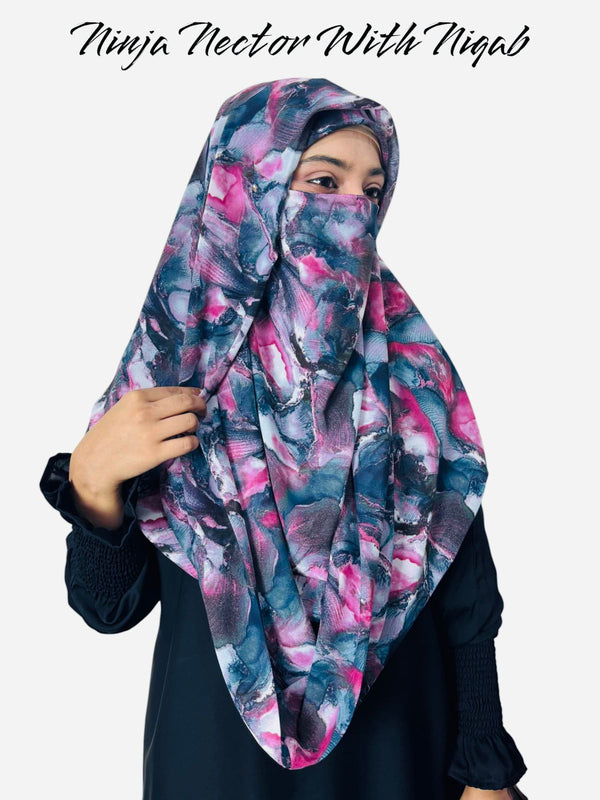 Premium Printed Ninja Nector Hijab With Niqab Design P14