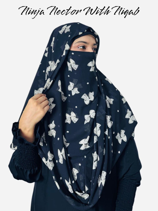 Premium Printed Ninja Nector Hijab With Niqab Design P10
